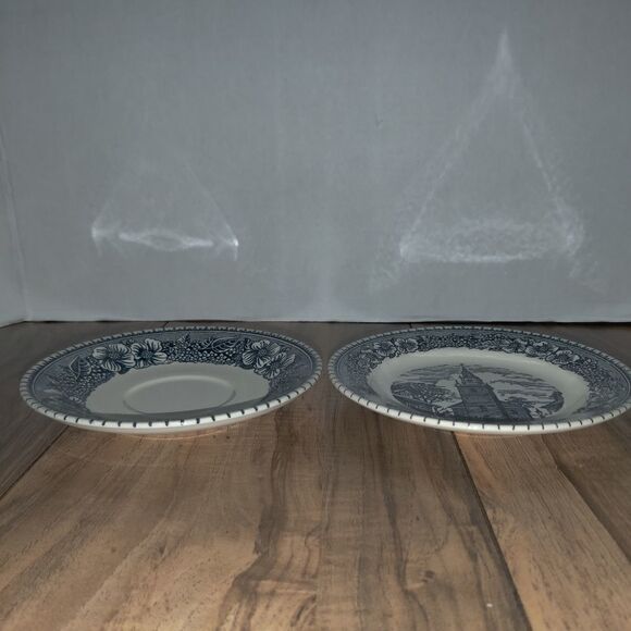 Cavalier Royal China USA Blue Colonial Heritage Set of 2 Small Plates 6½"in - Picture 5 of 7